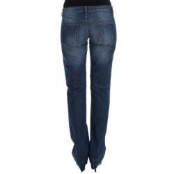 Jeans con taglio a stivale in cotone elasticizzato lavato blu - W24