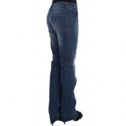 Jeans con taglio a stivale in cotone elasticizzato lavato blu - W24