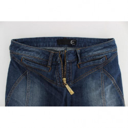 Jeans con taglio a stivale in cotone elasticizzato lavato blu - W24