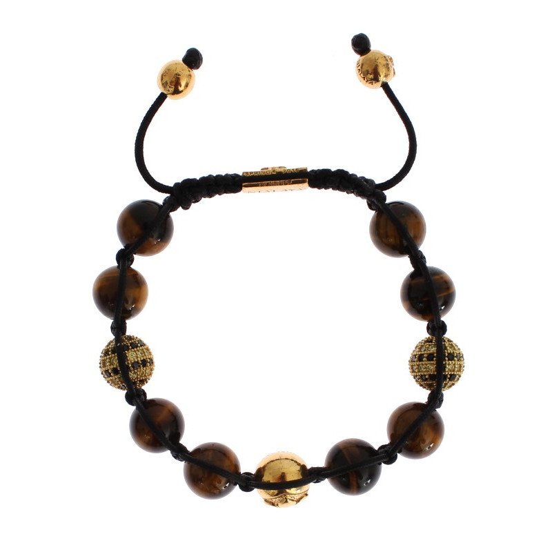 Bracciale in argento 925 con occhio di tigre marrone CZ - S
