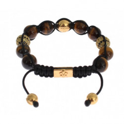 Bracciale in argento 925 con occhio di tigre marrone CZ - S