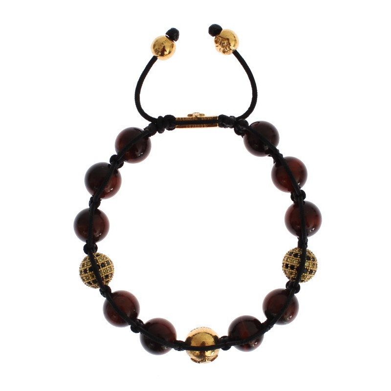 Bracciale in argento 925 dorato con occhio di tigre rosso CZ - S