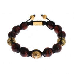 Bracciale in argento 925 dorato con occhio di tigre rosso CZ - S