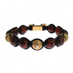 Bracciale in argento 925 dorato con occhio di tigre rosso CZ - S
