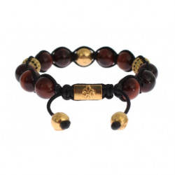 Bracciale in argento 925 dorato con occhio di tigre rosso CZ - S