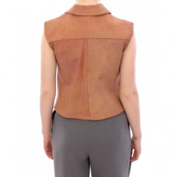 Gilet giacca di pelle marrone - IT42-M