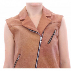 Gilet giacca di pelle marrone - IT42-M
