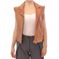 Gilet giacca di pelle marrone - IT42-M