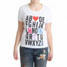 T-shirt in cotone bianco con stampa di lettere dell'alfabeto - IT44-L