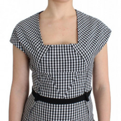 Abito tubino con cintura a quadri bianco nero - IT44-L