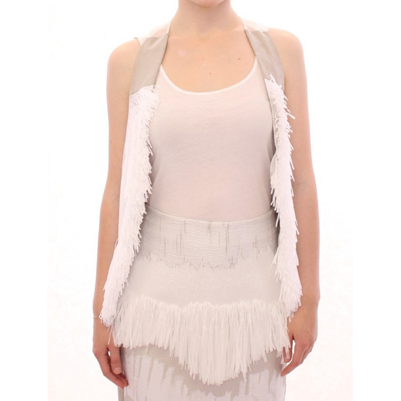 Giacca con gilet aperto sul retro con ciglia bianche - IT40-S