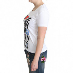 T-shirt in cotone bianco con stampa di lettere dell'alfabeto - IT44-L