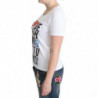 T-shirt in cotone bianco con stampa di lettere dell'alfabeto - IT44-L