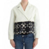 Giacca in pelle corta nera bianca - IT40-S