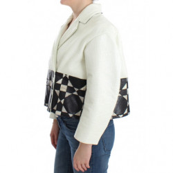Giacca in pelle corta nera bianca - IT40-S