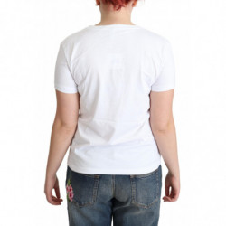 T-shirt in cotone bianco con stampa di lettere dell'alfabeto - IT44-L