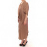 Abito da cocktail tubino in seta drappeggiato marrone - IT44-L
