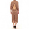 Abito da cocktail tubino in seta drappeggiato marrone - IT44-L