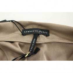 Abito da cocktail tubino in seta drappeggiato marrone - IT44-L
