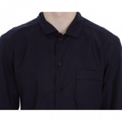 Camicia da pigiama in cotone a righe viola - S