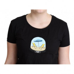 T-shirt a maniche corte in cotone stampato nero - IT40-S
