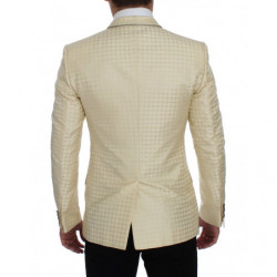 Blazer in 2 pezzi di seta a pois beige - IT44 - XS