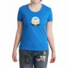 T-shirt top a maniche corte in cotone stampato blu - IT44-L