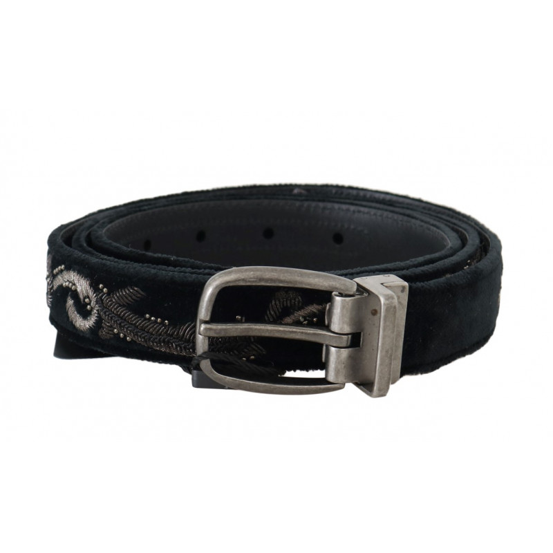 Cintura con ricamo ape reale in cotone nero - 80 CM / 32 INCHES