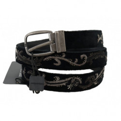 Cintura con ricamo ape reale in cotone nero - 80 CM / 32 INCHES