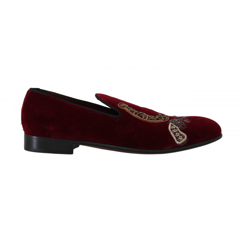Mocassini velluto bordeaux Scarpe ferro cavallo color canna fucile