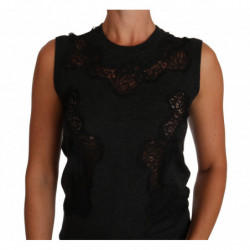 Top tagliato in cashmere di seta grigia Cami - IT40-S