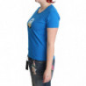T-shirt top a maniche corte in cotone stampato blu - IT42-M