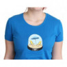 T-shirt top a maniche corte in cotone stampato blu - IT42-M