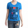 Top in cotone blu con stampa di lettere dell'alfabeto - IT44-L