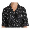 Top nero in seta con stampa chitarra e tromba - IT38-XS