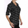 Top nero in seta con stampa chitarra e tromba - IT42-M