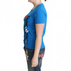 Top in cotone blu con stampa di lettere dell'alfabeto - IT40-S