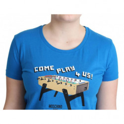 T-shirt con stampa Come Play 4 Us in cotone blu - IT40-S