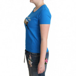 T-shirt con stampa Come Play 4 Us in cotone blu - IT44-L