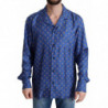 Camicia in seta con stampa ombrellone da spiaggia blu - IT39 - S