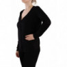 Top pullover a maniche lunghe con scollo a V in lana nera - IT42-M
