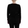 Top pullover a maniche lunghe con scollo a V in lana nera - IT42-M