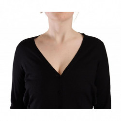 Top pullover a maniche lunghe con scollo a V in lana nera - IT42-M