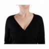Top pullover a maniche lunghe con scollo a V in lana nera - IT42-M
