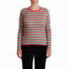 Top pullover girocollo in seta a righe multicolori - IT44-L