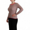 Top pullover girocollo in seta a righe multicolori - IT44-L