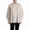 Top maniche lunghe colletto abbottonato cotone bianco - IT40-S