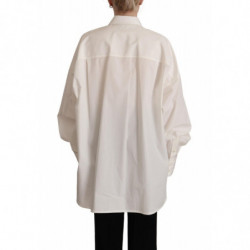 Top maniche lunghe colletto abbottonato cotone bianco - IT40-S