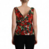 Top senza maniche con scollo a V in seta geranio multicolore - IT46-XL