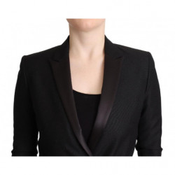 Giacca doppiopetto nera a maniche lunghe - IT40-S